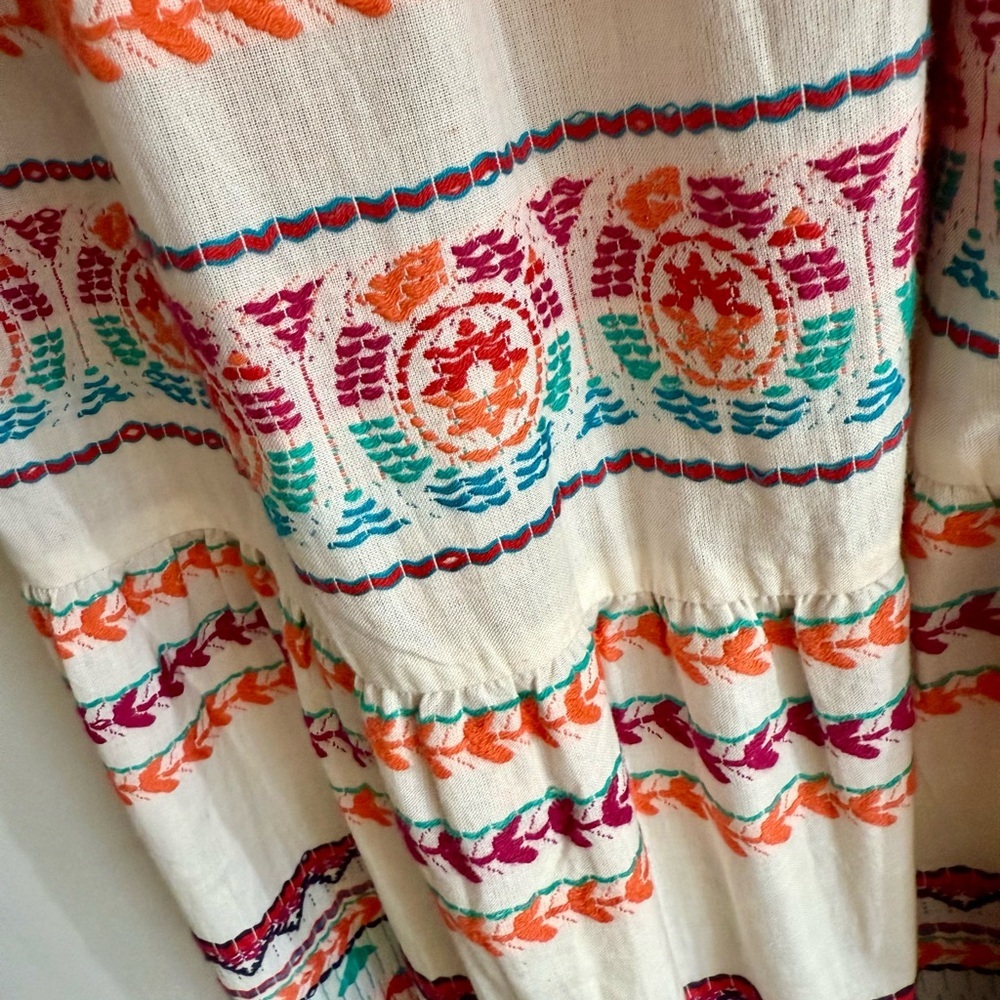 Aspiga Jacquard sundress Ecru multi sustainable Maxi Dress Organic Cotton size M - Picture 12 of 15